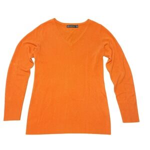 NY & Co Essential V-Neck Pullover Sweater Vibrant Orange Tangerine Size Medium